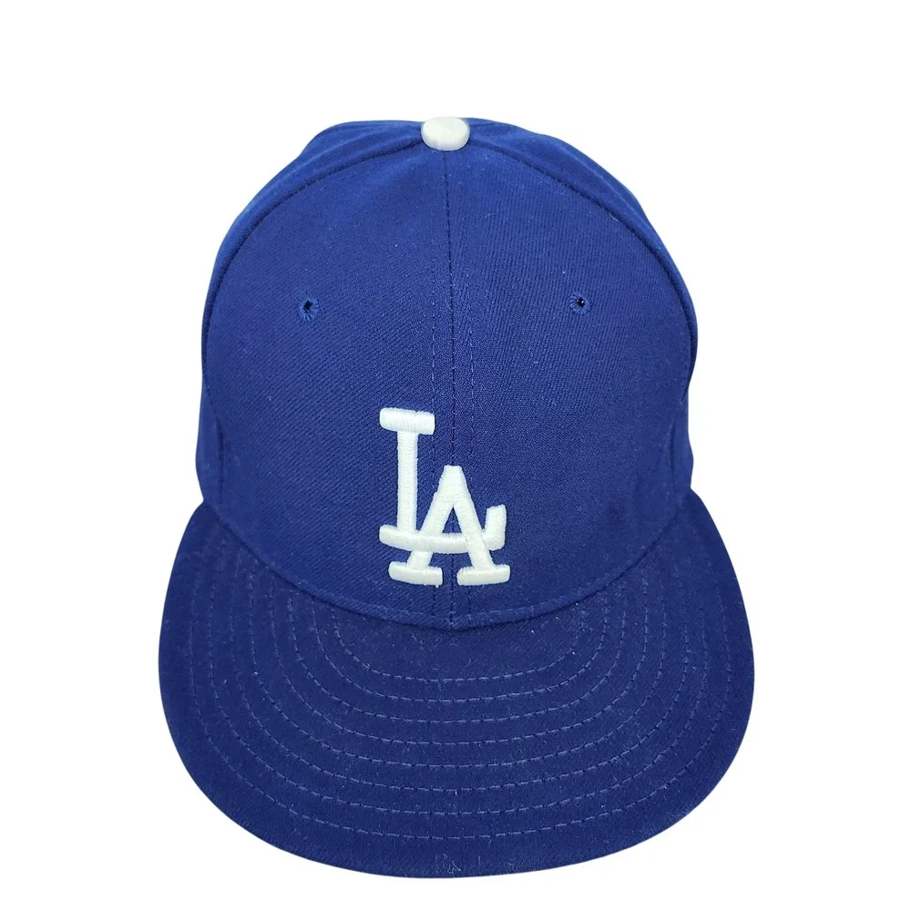 LOS ANGELES DODGERS NEW ERA MENS 7 1/2 BLUE MLB 59FIFTY FITTED ON-FIELD CAP EUC